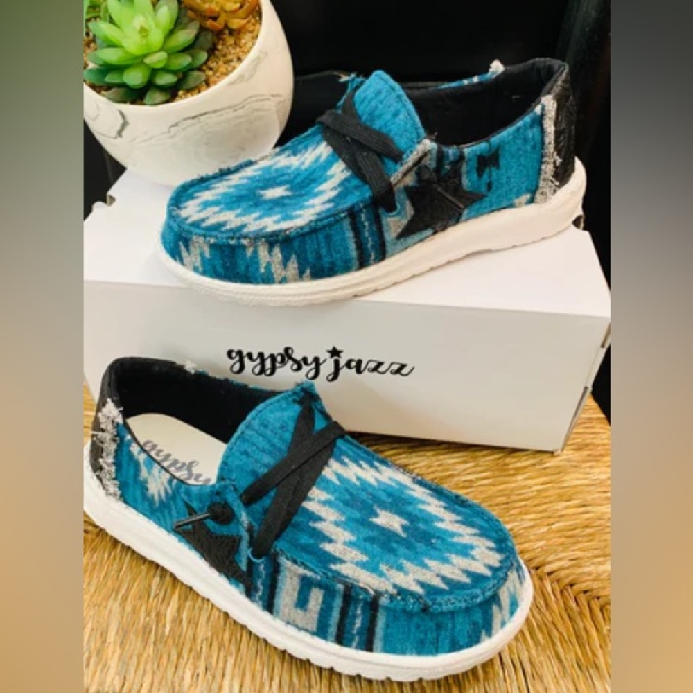 Turquoise Aztec Boatshoe